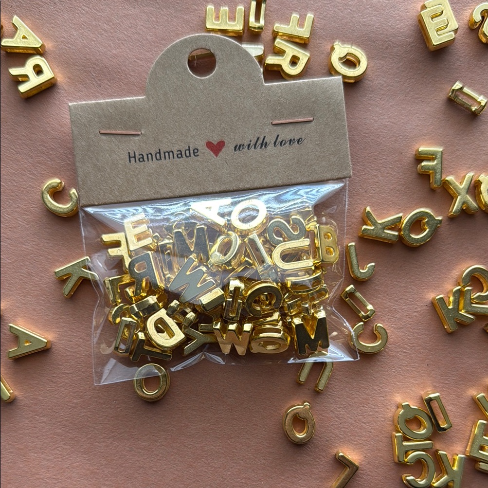 50pcs Gold Alphabet Charms AZ